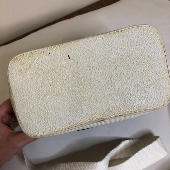 Vintage Liz Claiborne Navy Blue & White Plaid Bucket Bag w/ Removable Straps - Picture 4 of 4